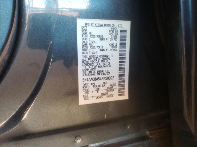 Photo 10 from auction – 2004 NISSAN ARMADA SE with VIN 5N1AA08A54N730022