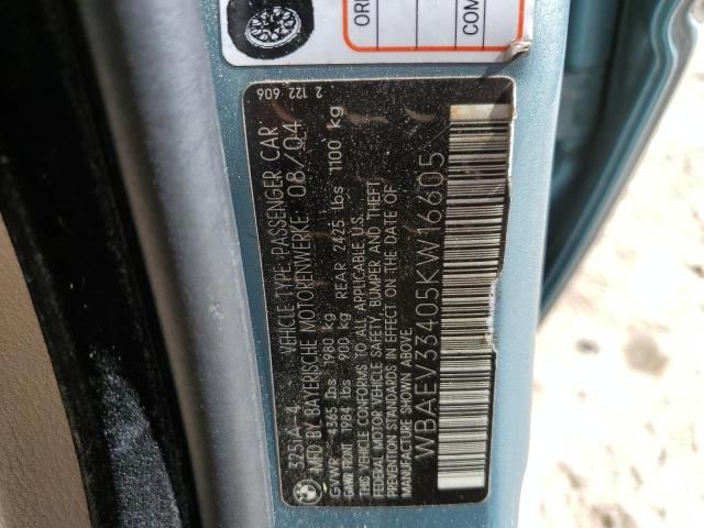 Photo 10 from auction – 2005 BMW 325 I with VIN WBAEV33405KW16605