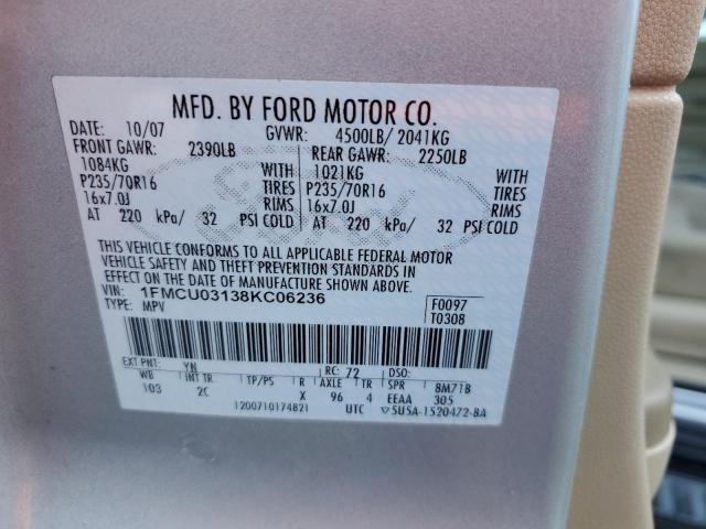 Photo 10 from auction – 2008 FORD ESCAPE XLT with VIN 1FMCU03138KC06236