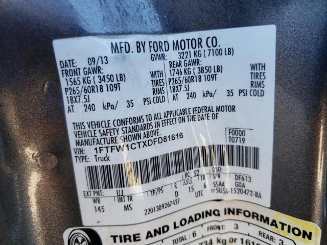 Photo 10 from auction – 2013 FORD F150 SUPER with VIN 1FTFW1CTXDFD81816
