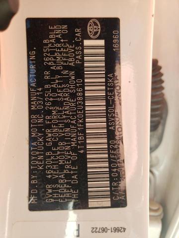 Photo 10 from auction – 2014 TOYOTA CAMRY L with VIN 4T1BF1FK0EU388610