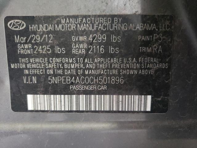 Photo 10 from auction – 2012 HYUNDAI SONATA GLS with VIN 5NPEB4AC0CH501896