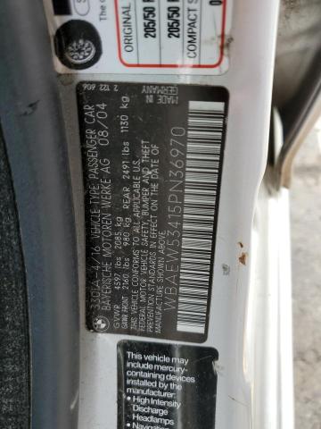 Photo 10 from auction – 2005 BMW 330 XI with VIN WBAEW53415PN36970