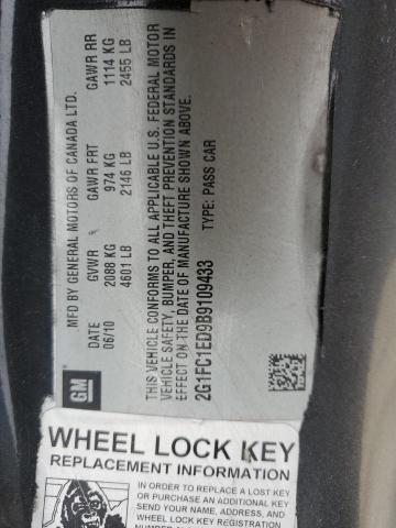 Photo 10 from auction – 2011 CHEVROLET CAMARO LT with VIN 2G1FC1ED9B9109433