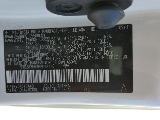 Photo 10 from auction – 2011 TOYOTA HIGHLANDER with VIN 5TDZA3EHXBS013116