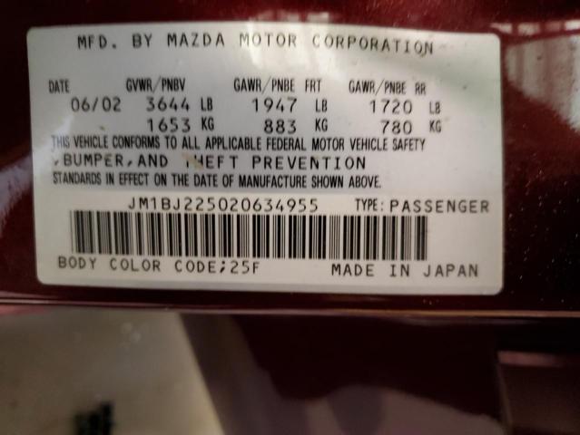 Photo 10 from auction – 2002 MAZDA PROTEGE DX with VIN JM1BJ225020634955