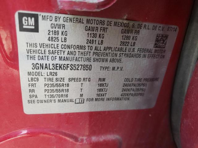 Photo 10 from auction – 2015 CHEVROLET CAPTIVA LT with VIN 3GNAL3EK6FS527850