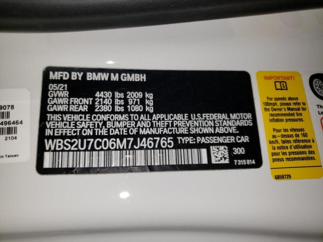 Photo 10 from auction – 2021 BMW M2 COMPETI with VIN WBS2U7C06M7J46765