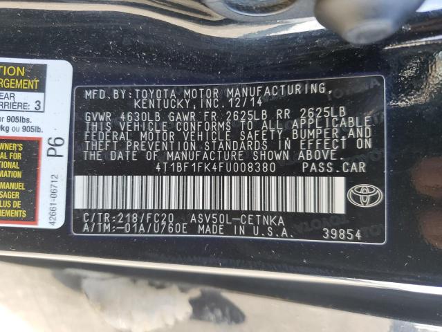Photo 10 from auction – 2015 TOYOTA CAMRY LE with VIN 4T1BF1FK4FU008380