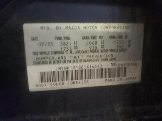 Photo 10 from auction – 2006 MAZDA 3 I with VIN JM1BK12F861414513
