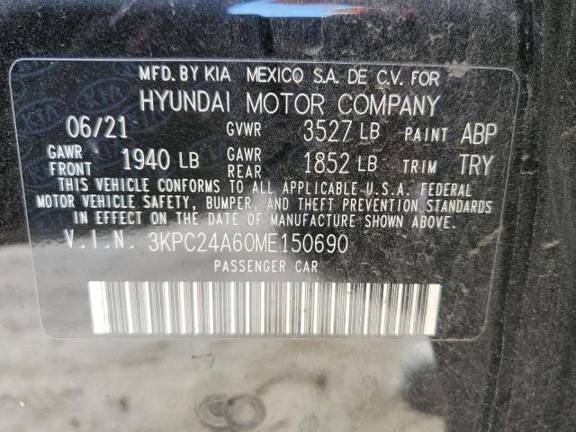 Photo 10 from auction – 2021 HYUNDAI ACCENT SE with VIN 3KPC24A60ME150690