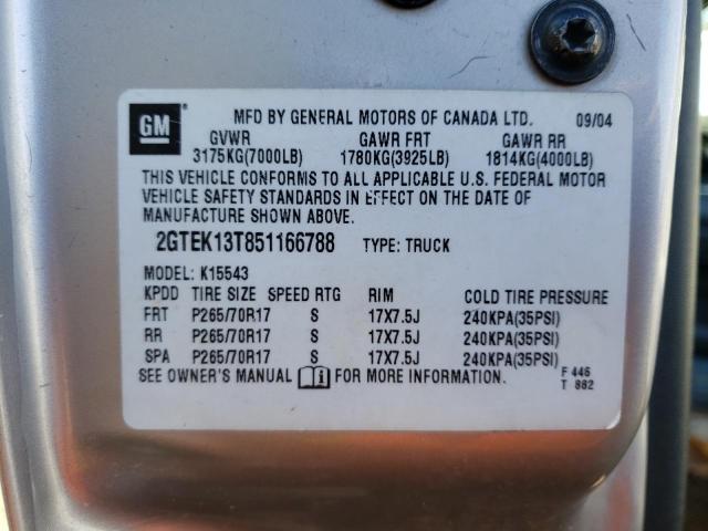 Photo 10 from auction – 2005 GMC NEW SIERRA with VIN 2GTEK13T851166788