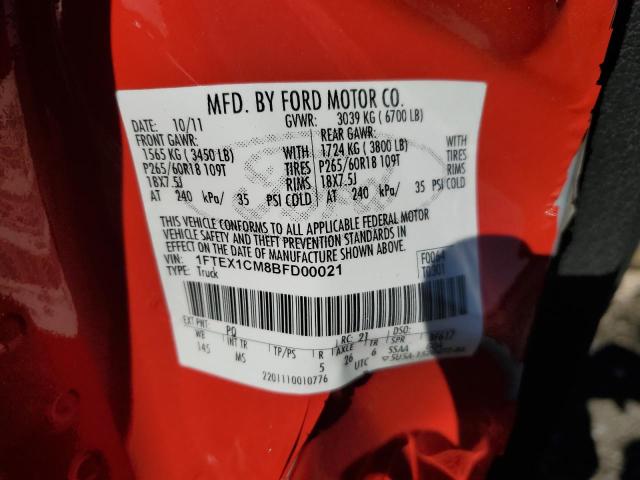 Photo 10 from auction – 2011 FORD F150 SUPER with VIN 1FTEX1CM8BFD00021