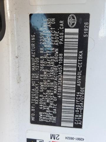 Photo 10 from auction – 2010 TOYOTA CAMRY with VIN 4T1BF3EK3AU571068