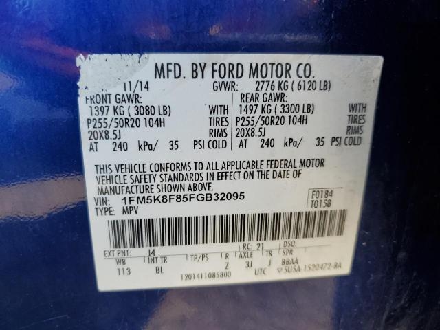 Photo 10 from auction – 2015 FORD EXPLORER L with VIN 1FM5K8F85FGB32095