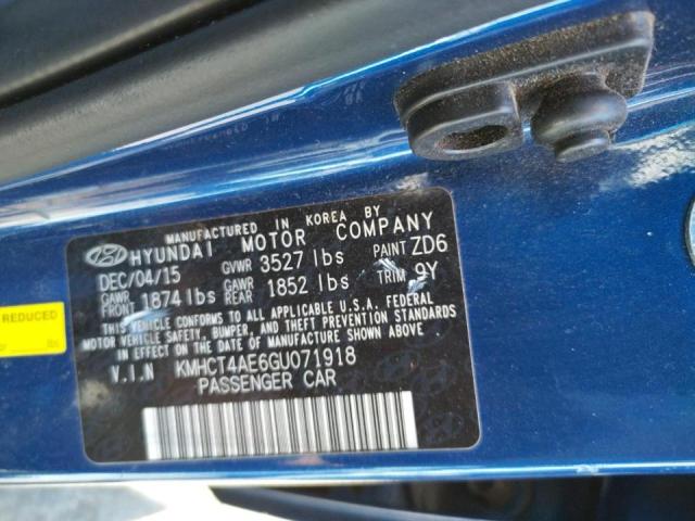 Photo 10 from auction – 2016 HYUNDAI ACCENT SE with VIN KMHCT4AE6GU071918