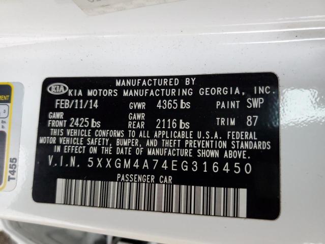 Photo 10 from auction – 2014 KIA OPTIMA LX with VIN 5XXGM4A74EG316450