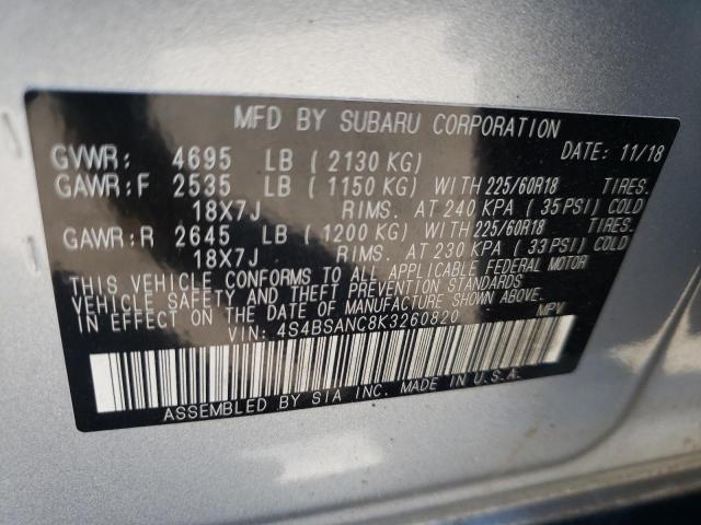 Photo 10 from auction – 2019 SUBARU OUTBACK 2. with VIN 4S4BSANC8K3260820
