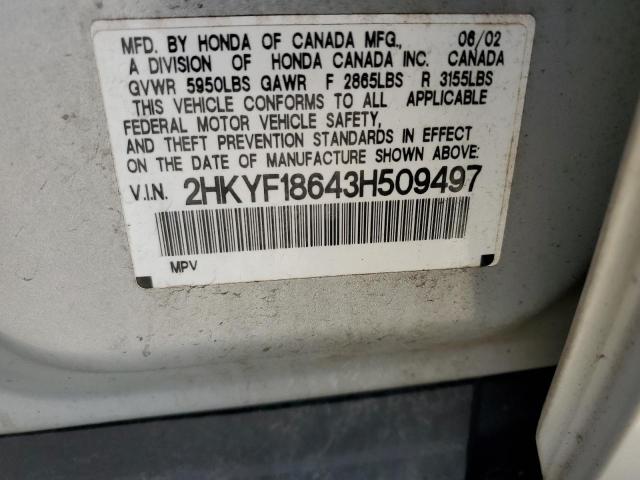 Photo 10 from auction – 2003 HONDA PILOT EXL with VIN 2HKYF18643H509497