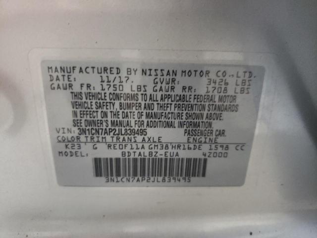 Photo 10 from auction – 2018 NISSAN VERSA S with VIN 3N1CN7AP2JL839495
