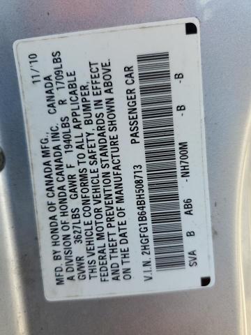 Photo 10 from auction – 2011 HONDA CIVIC LX with VIN 2HGFG1B64BH508713