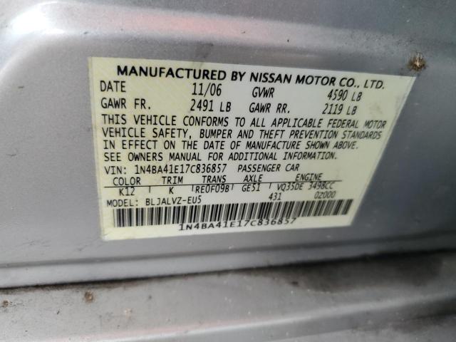 Photo 10 from auction – 2007 NISSAN MAXIMA SE with VIN 1N4BA41E17C836857