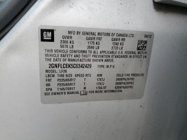 Фото 10 с аукциона – 2012 CHEVROLET EQUINOX LS с VIN 2GNFLCEK5C6342429