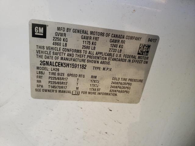 Photo 10 from auction – 2017 CHEVROLET EQUINOX LT with VIN 2GNALCEK5H1591182