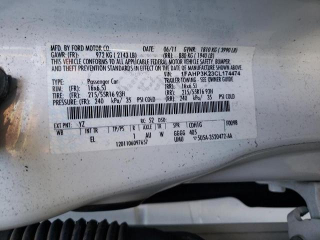 Photo 10 from auction – 2012 FORD FOCUS SE with VIN 1FAHP3K23CL174474