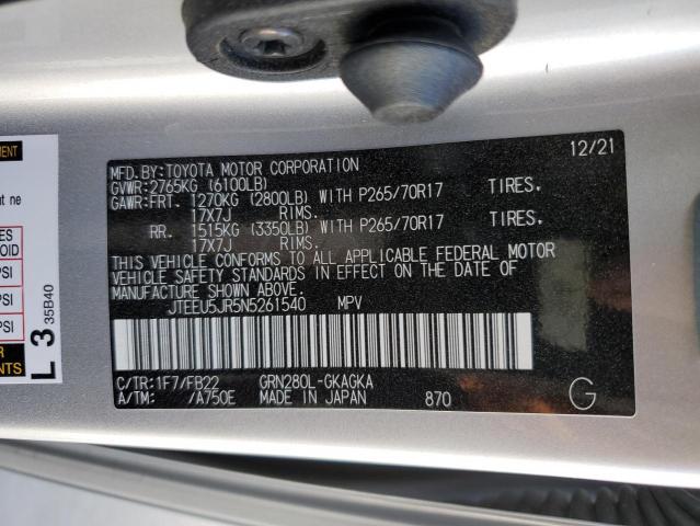 Photo 10 from auction – 2022 TOYOTA 4RUNNER SR with VIN JTEEU5JR5N5261540