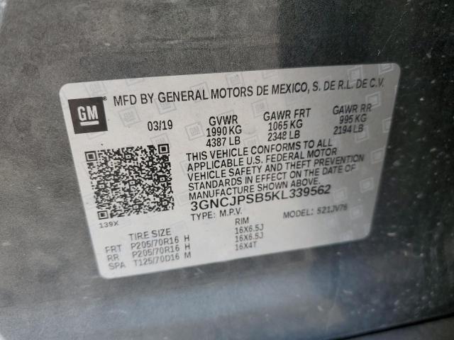 Photo 10 from auction – 2019 CHEVROLET TRAX 1LT with VIN 3GNCJPSB5KL339562