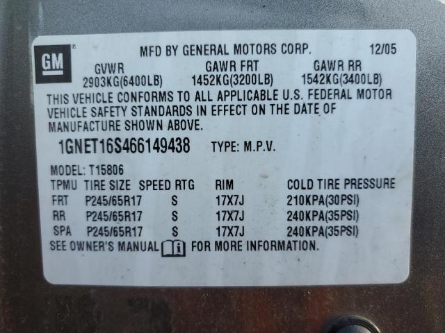Photo 10 from auction – 2006 CHEVROLET TRAILBLAZE with VIN 1GNET16S466149438