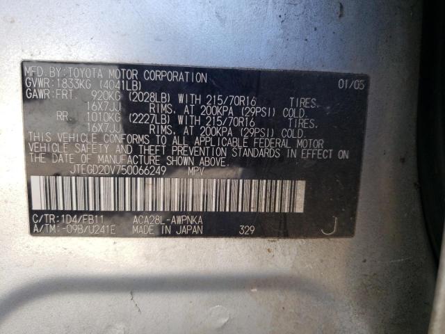 Photo 10 from auction – 2005 TOYOTA RAV4 with VIN JTEGD20V750066249