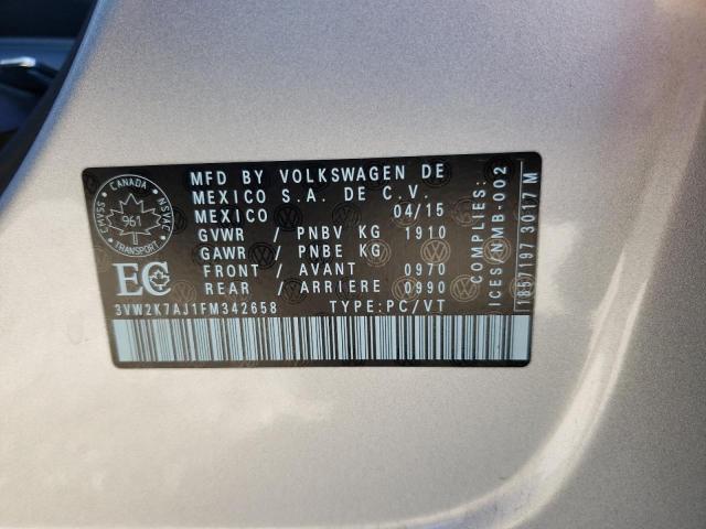 Photo 10 from auction – 2015 VOLKSWAGEN JETTA BASE with VIN 3VW2K7AJ1FM342658