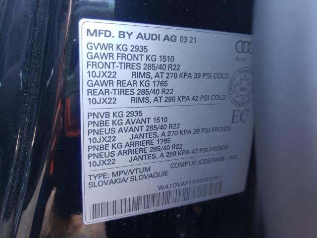 Photo 10 from auction – 2021 AUDI Q8 PROGRES with VIN WA1DVAF1XMD032911