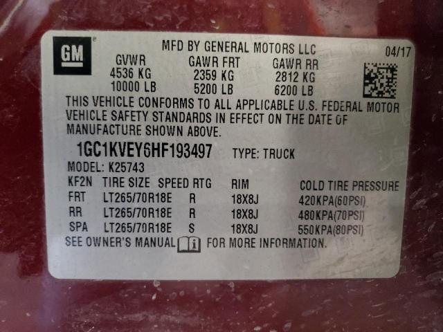 Photo 10 from auction – 2017 CHEVROLET SILVERADO with VIN 1GC1KVEY6HF193497