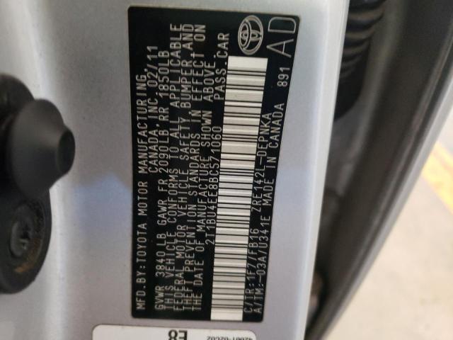 Photo 10 from auction – 2011 TOYOTA COROLLA BA with VIN 2T1BU4EE8BC571060