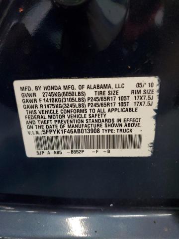Photo 10 from auction – 2010 HONDA RIDGELINE with VIN 5FPYK1F46AB013908