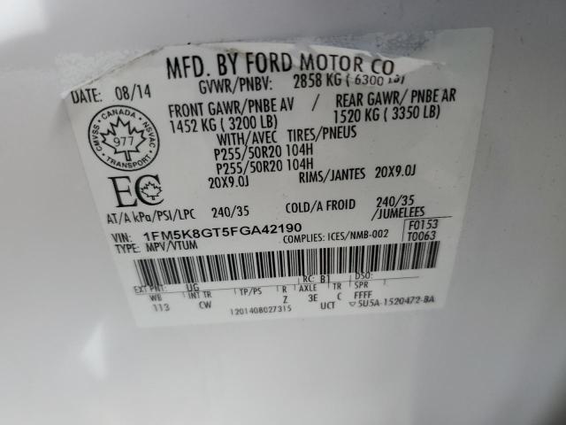 Photo 10 from auction – 2015 FORD EXPLORER S with VIN 1FM5K8GT5FGA42190