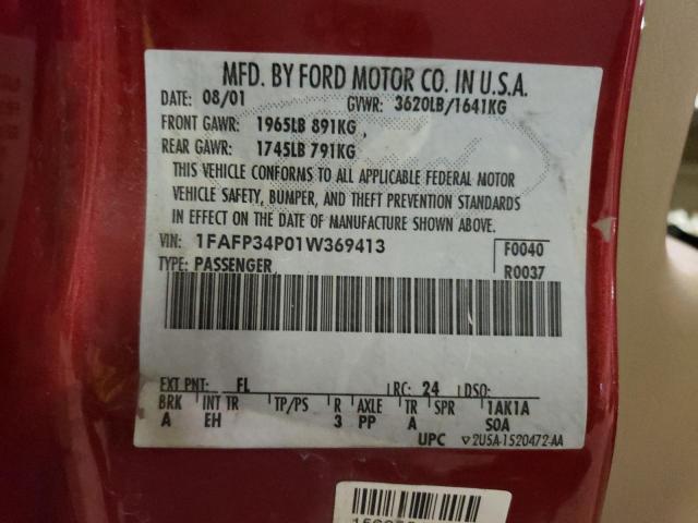 Photo 10 from auction – 2001 FORD FOCUS SE with VIN 1FAFP34P01W369413