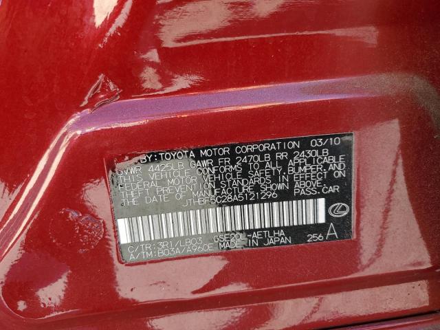 Photo 10 from auction – 2010 LEXUS IS 250 with VIN JTHBF5C28A5121296