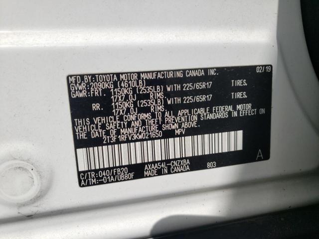 Photo 10 from auction – 2019 TOYOTA RAV4 LE with VIN 2T3F1RFV3KW021650