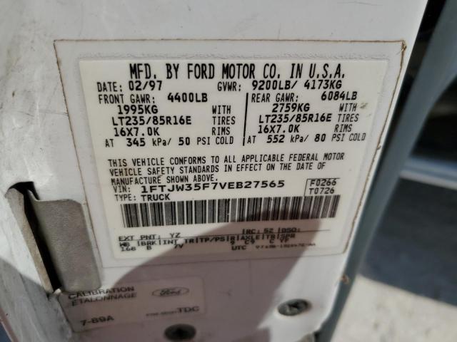 Photo 10 from auction – 1997 FORD F350 with VIN 1FTJW35F7VEB27565