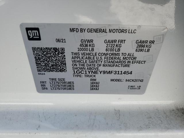 Photo 10 from auction – 2021 CHEVROLET SILVERADO with VIN 1GC1YNEY9MF311454