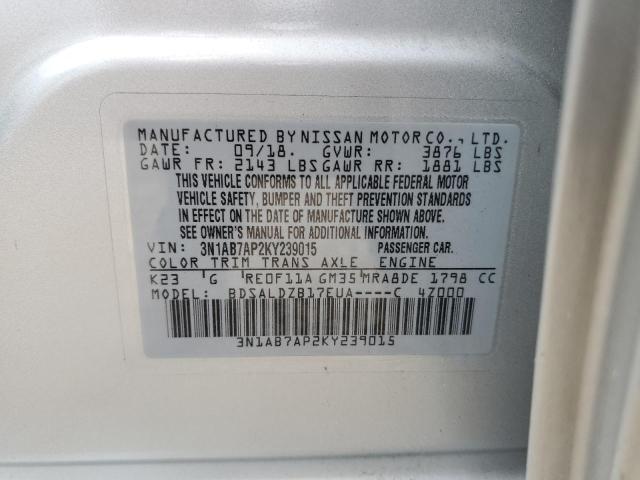 Photo 10 from auction – 2019 NISSAN SENTRA S with VIN 3N1AB7AP2KY239015