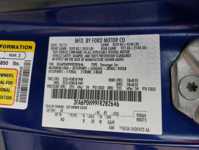 Photo 10 from auction – 2015 FORD FUSION SE with VIN 3FA6P0H99FR282646