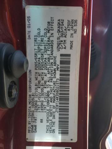 Photo 10 from auction – 2005 TOYOTA 4RUNNER SR with VIN JTEBT14R358021573