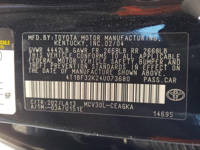 Photo 10 from auction – 2004 TOYOTA CAMRY LE with VIN 4T1BF32K24U073680