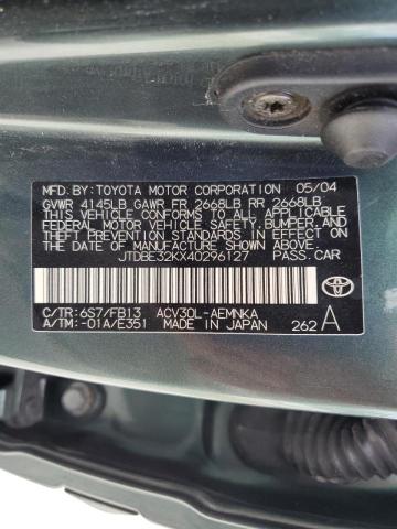 Photo 10 from auction – 2004 TOYOTA CAMRY LE with VIN JTDBE32KX40296127