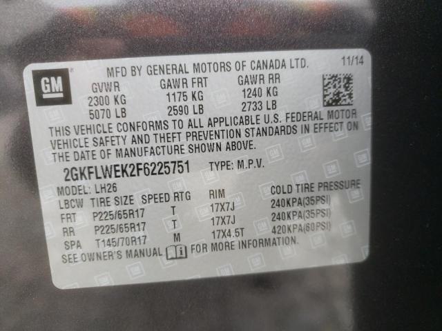Photo 10 from auction – 2015 GMC TERRAIN SL with VIN 2GKFLWEK2F6225751